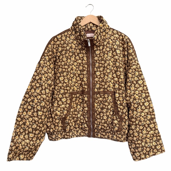 Ivy City Co. Tasia Corduroy Floral Brown Zip-Up Jacket - Picture 4 of 13